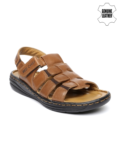 Red Chief Men Brown Genuine Leather Sandals