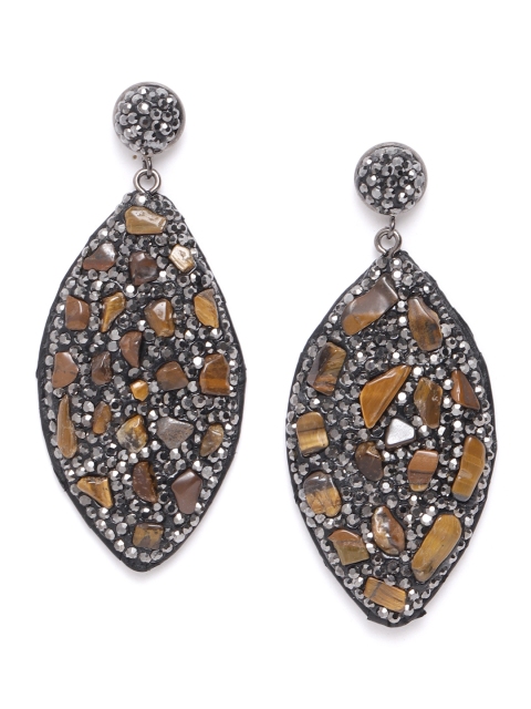 SASSAFRAS Gunmetal-Toned & Brown CZ Studded Handcrafted Contemporary Drop Earrings, Metallic
SASSAFRAS Gunmetal-Toned & Brown CZ Studded Handcrafted Contemporary Drop Earrings, Metallic