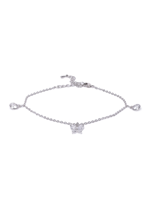 Peora Silver-Plated Cubic Zirconia Studded Link Chain Butterfly Charm Adjustable Anklet
Peora Silver-Plated Cubic Zirconia Studded Link Chain Butterfly Charm Adjustable Anklet