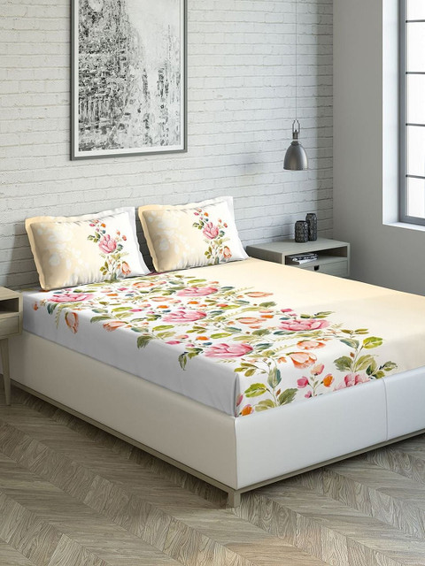 DDecor Cream-Coloured & Red Floral 144 TC Cotton 1 King Bedsheet with 2 Pillow Covers
DDecor Cream-Coloured & Red Floral 144 TC Cotton 1 King Bedsheet with 2 Pillow Covers