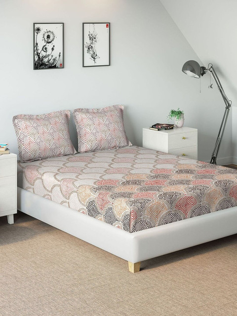 DDecor Off-White & Orange Ethnic Motifs 144 TC Cotton 1 King Bedsheet with 2 Pillow Covers
DDecor Off-White & Orange Ethnic Motifs 144 TC Cotton 1 King Bedsheet with 2 Pillow Covers