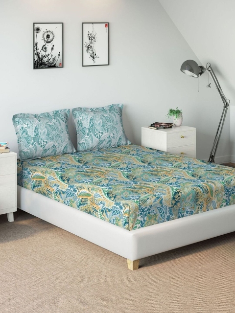 DDecor Sea Green & Yellow Ethnic Motifs 144 TC Cotton 1 King Bedsheet with 2 Pillow Covers
DDecor Sea Green & Yellow Ethnic Motifs 144 TC Cotton 1 King Bedsheet with 2 Pillow Covers