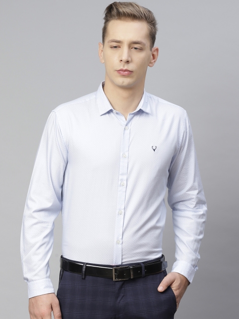 Allen Solly Men Blue & White Regular Sport Fit Self Design Formal Shirt