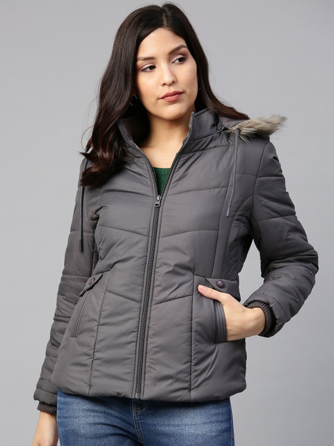 Foreign Culture By Fort Collins Charcoal Grey Solid Parka Jacket with Detachable Hood 
Foreign Culture By Fort Collins Charcoal Grey Solid Parka Jacket with Detachable Hood