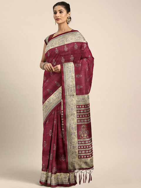 KALINI Maroon Art Silk Printed Mysore Silk Saree
KALINI Maroon Art Silk Printed Mysore Silk Saree