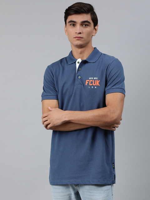 French Connection Men Blue Slim Fit Solid Polo Collar Pure Cotton T-shirt with Printed Detail
French Connection Men Blue Slim Fit Solid Polo Collar Pure Cotton T-shirt with Printed Detail