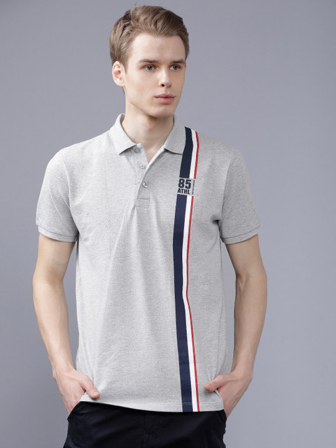 The Indian Garage Co Men Grey Melange & Navy Blue Colourblocked Polo Collar T-shirt 
The Indian Garage Co Men Grey Melange & Navy Blue Colourblocked Polo Collar T-shirt