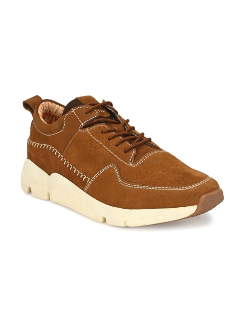 Hitz Men Tan Brown Leather Sneakers