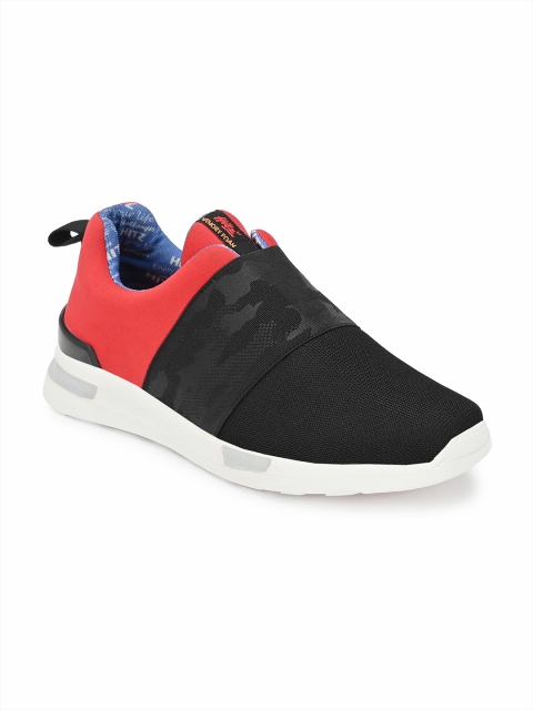 Hitz Men Black & Red Textile Running Shoes