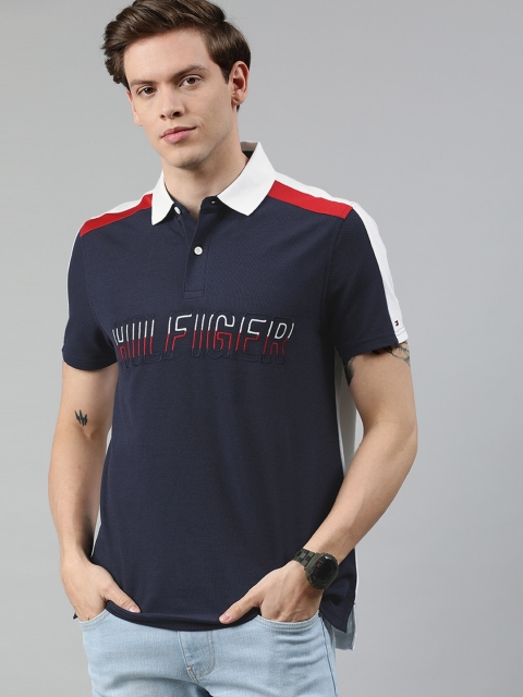 Tommy Hilfiger Men Navy Blue & White Colourblocked Polo Collar T-shirt with Embroidery
Tommy Hilfiger Men Navy Blue & White Colourblocked Polo Collar T-shirt with Embroidery