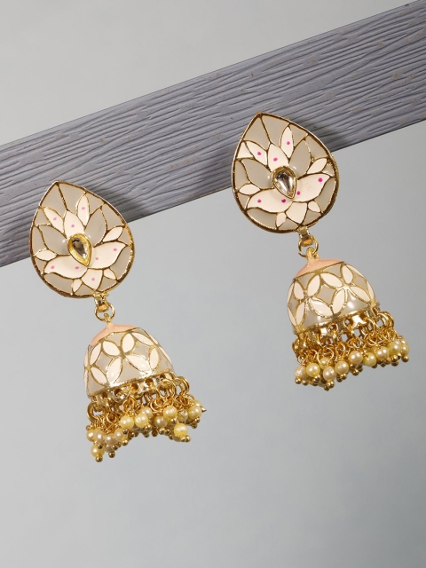 Priyaasi Grey & White Gold-Plated Handcrafted Stone-Studded & Beaded Dome Shaped Jhumkas
Priyaasi Grey & White Gold-Plated Handcrafted Stone-Studded & Beaded Dome Shaped Jhumkas