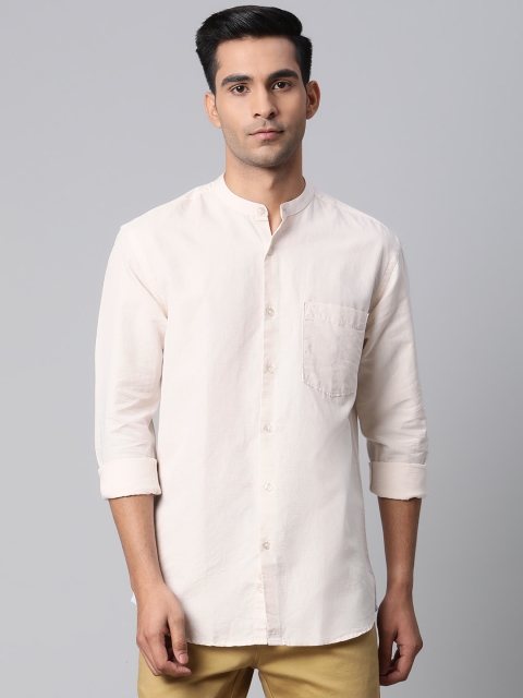 Park Avenue Men Off-White Slim Fit Solid Casual Shirt