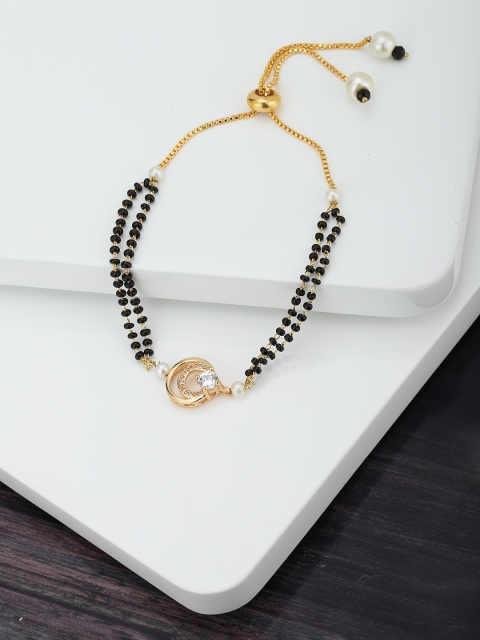 Carlton London Black Gold-Plated Beaded & CZ-Studded Handcrafted Mangalsutra Bracelet
Carlton London Black Gold-Plated Beaded & CZ-Studded Handcrafted Mangalsutra Bracelet