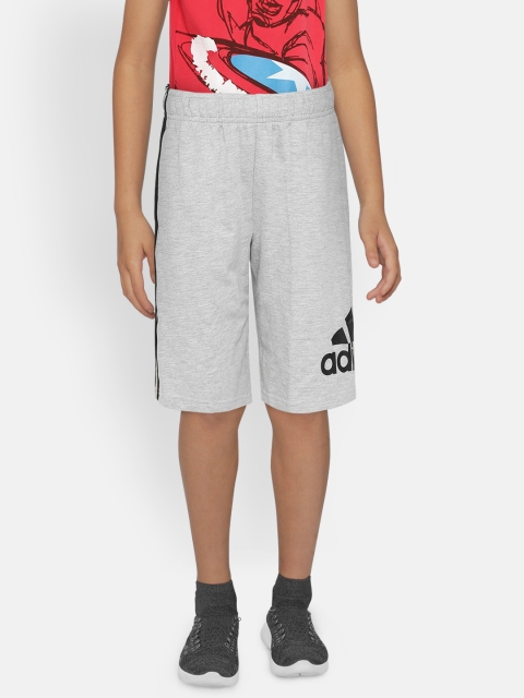ADIDAS Boys Grey Melange Solid JB BOS Sports Shorts
