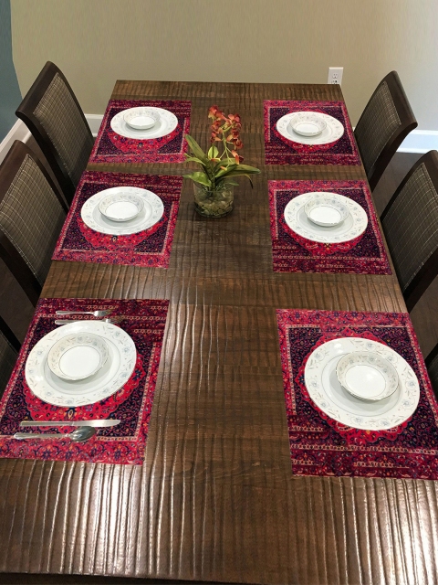 nestroots 6 Pcs Red & Black Printed Table Placemats