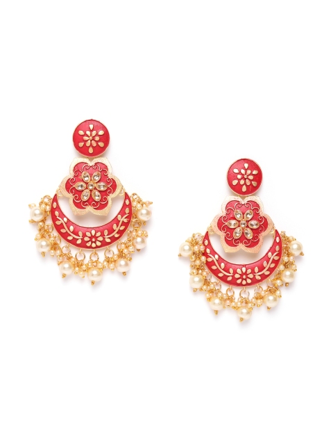 damani Red Gold-Plated Stone-Studded & Beaded Enamelled Crescent Shaped Chandbalis
damani Red Gold-Plated Stone-Studded & Beaded Enamelled Crescent Shaped Chandbalis