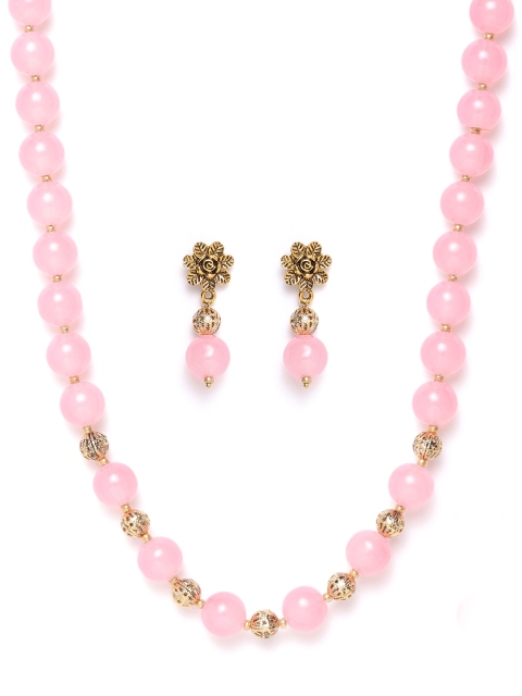 damani Pink Gold Plated Beaded Jewellery Set