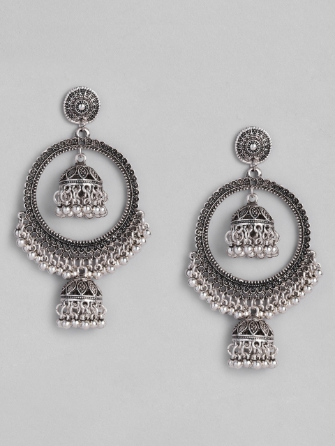 Anouk Silver-Plated Circular Jhumkas