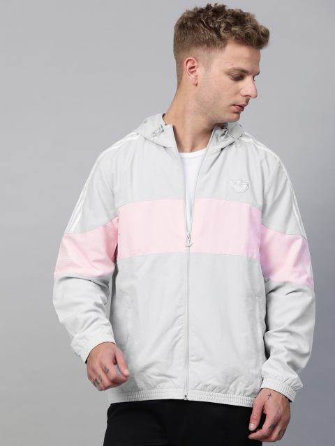 ADIDAS Originals Men Grey & Pink Colourblocked Hooded Bandrix Wind-Breaker Sporty Jacket
ADIDAS Originals Men Grey & Pink Colourblocked Hooded Bandrix Wind-Breaker Sporty Jacket