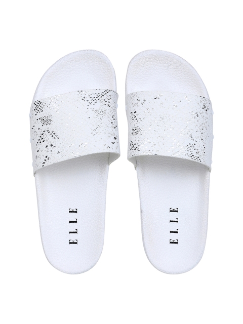 ELLE Women White Self Design Sliders