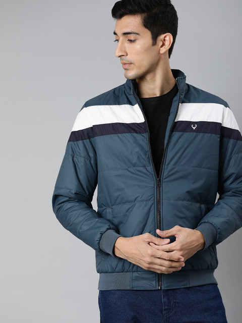 Allen Solly Sport Men Teal Blue & White Striped Bomber Jacket
Allen Solly Sport Men Teal Blue & White Striped Bomber Jacket