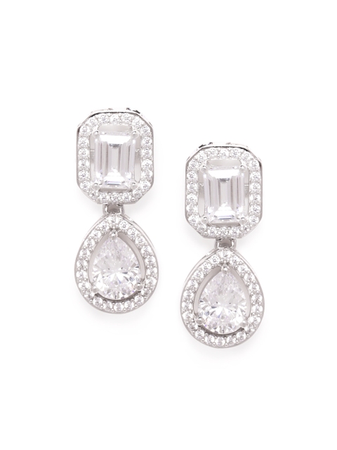 Silgo Silver-Toned 925 Sterling Silver Rhodium Plated CZ Studded Geometric Drop Earrings
Silgo Silver-Toned 925 Sterling Silver Rhodium Plated CZ Studded Geometric Drop Earrings