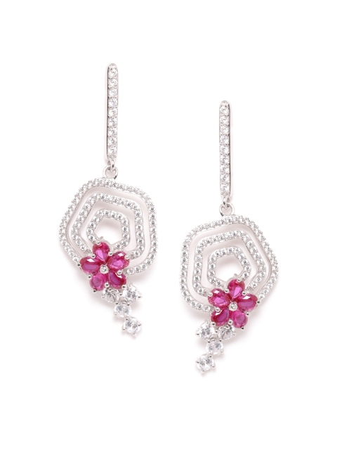 Silgo Pink & Silver-Toned 925 Sterling Silver Rhodium Plated CZ Studded Drop Earrings
Silgo Pink & Silver-Toned 925 Sterling Silver Rhodium Plated CZ Studded Drop Earrings