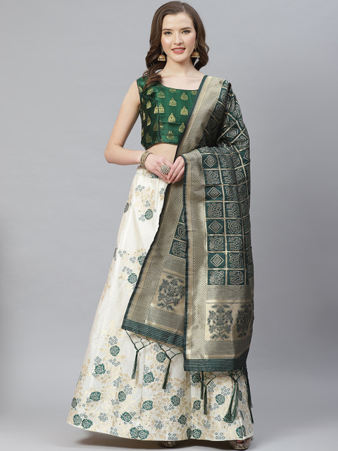 SHOPGARB White & Green Woven Design Semi-Stitched Lehenga & Unstitched Blouse with Dupatta
SHOPGARB White & Green Woven Design Semi-Stitched Lehenga & Unstitched Blouse with Dupatta