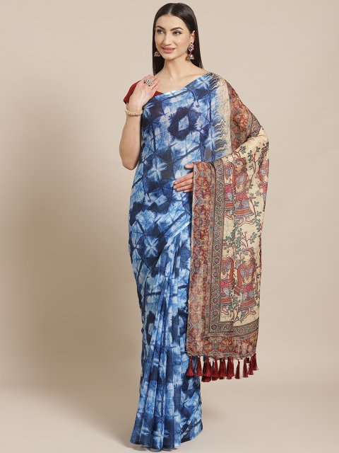 VASTRANAND Blue Dyed Bagru Saree