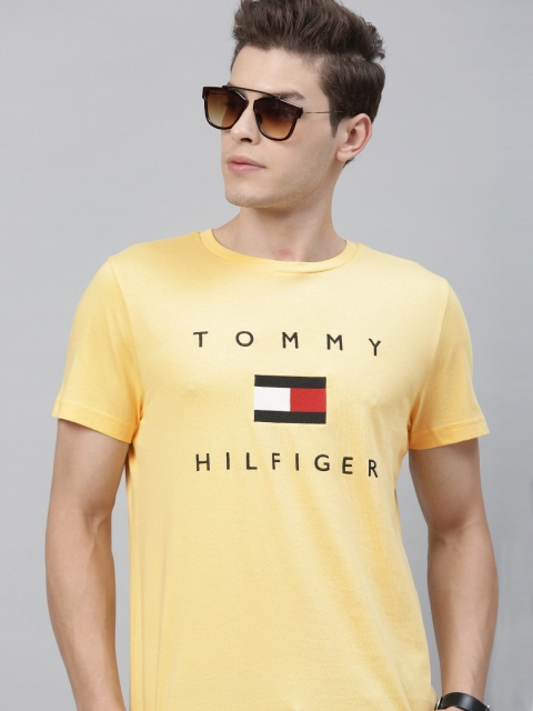 Tommy Hilfiger Men Yellow Printed Round Neck T-shirt