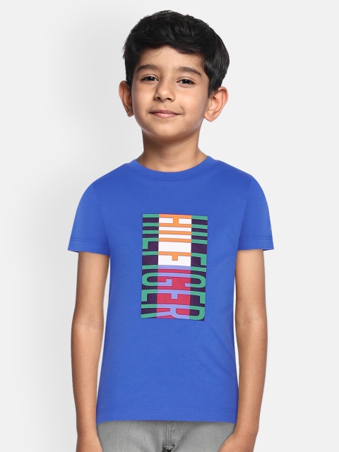 Tommy Hilfiger Boys Blue Printed Round Neck T-shirt