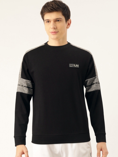 Proline Active Men Black & Grey Melange Solid Sweatshirt
