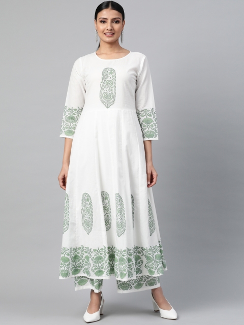 AASI - HOUSE OF NAYO Women White & Green Ethnic Motif Block Print Kurta with Palazzos
AASI - HOUSE OF NAYO Women White & Green Ethnic Motif Block Print Kurta with Palazzos