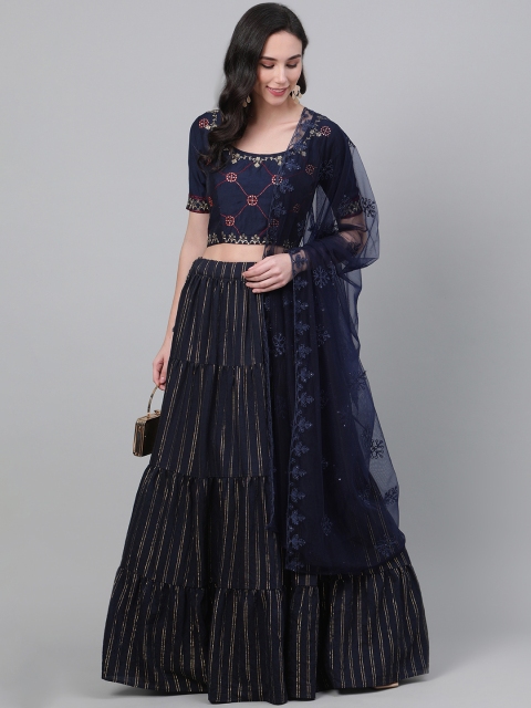 SHUBHKALA Navy Blue Woven Design Semi-Stitched Lehenga & Unstitched Blouse with Dupatta
SHUBHKALA Navy Blue Woven Design Semi-Stitched Lehenga & Unstitched Blouse with Dupatta
