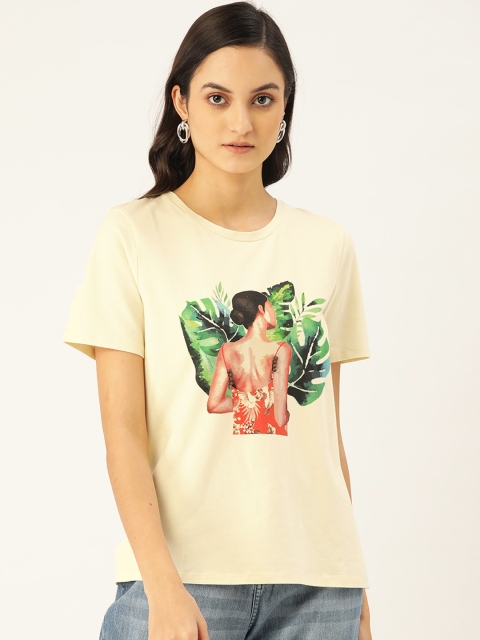 COVER STORY Women Cream-Coloured & Peach-Coloured Relaxed Fit Printed Round Neck T-shirt
COVER STORY Women Cream-Coloured & Peach-Coloured Relaxed Fit Printed Round Neck T-shirt