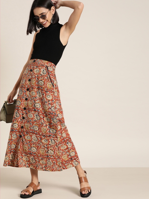 Taavi Women Beige & Orange Kalamkari Hand Block Print Ethnic Sustainable Midi Pure Cotton Skirt
Taavi Women Beige & Orange Kalamkari Hand Block Print Ethnic Sustainable Midi Pure Cotton Skirt