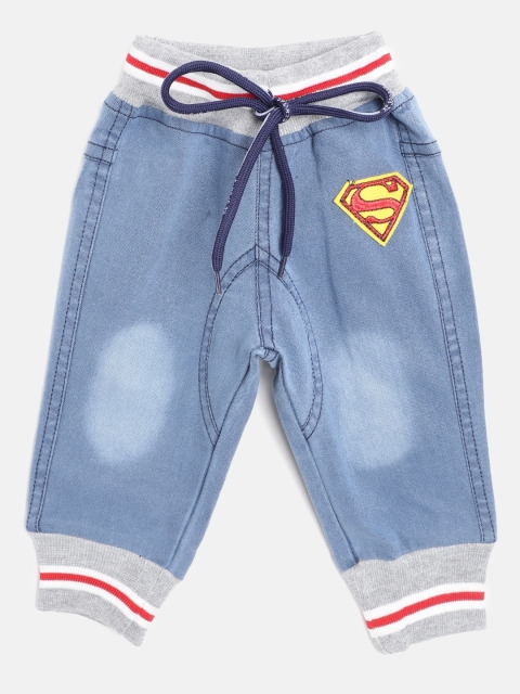 GAME BEGINS Boys Blue Regular Fit Faded Cotton Denim Joggers