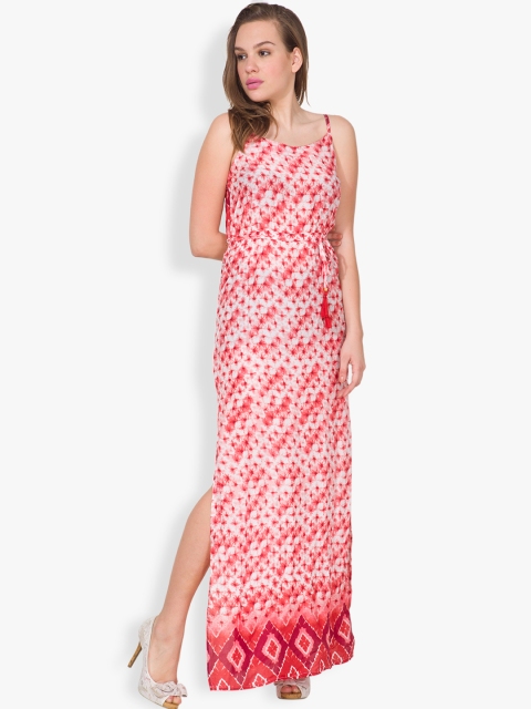 Tokyo Talkies Women Red & White Printed Maxi Dress