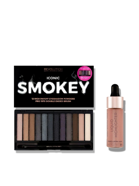 Makeup Revolution London Set of Eyeshadow Palette & Highlighter Combo (13gm + 18ml), Black
Makeup Revolution London Set of Eyeshadow Palette & Highlighter Combo (13gm + 18ml), Black