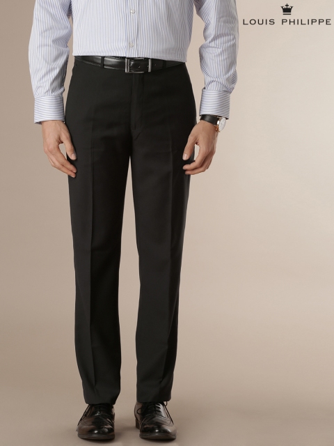 Louis Philippe Black Classic Fit Formal Trousers