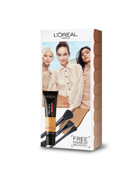 LOreal Women Infallible Matte Cover Foundation with Make Up Brush Set - Fresh Beige 107
LOreal Women Infallible Matte Cover Foundation with Make Up Brush Set - Fresh Beige 107