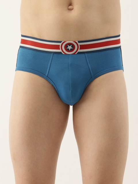 Zoiro Men Blue Solid Knitted Basic Briefs AZRMRVBM31