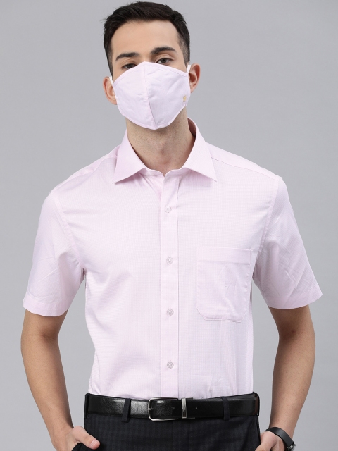 Louis Philippe Men Pink Regular Fit Checked Formal Shirt