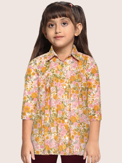 Sangria Girls Off-White & Mustard Yellow Floral Print Pure Cotton Pleated Shirt Style Top
Sangria Girls Off-White & Mustard Yellow Floral Print Pure Cotton Pleated Shirt Style Top