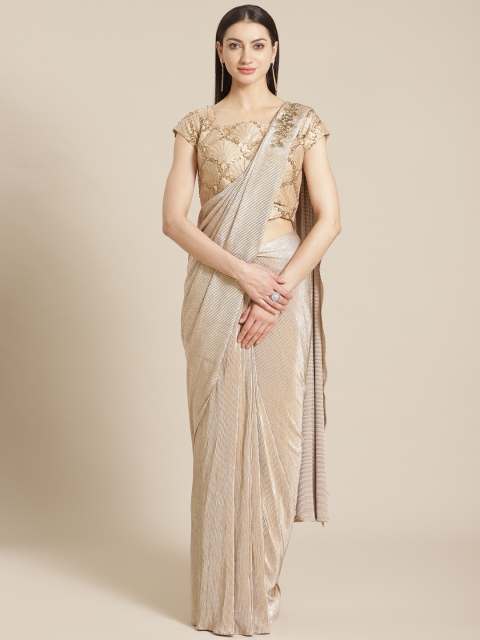 KHALOM Beige & Golden Printed Ready To Wear Saree