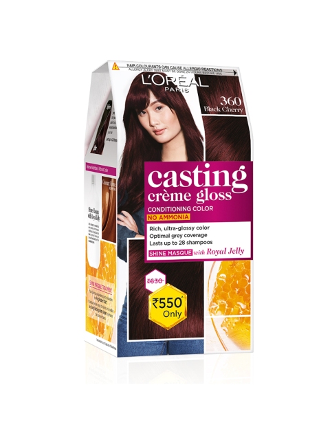 L'Oreal Paris Casting Creme Gloss Hair Color - Black Cherry 360 87.5 g + 72 ml, Burgundy
L'Oreal Paris Casting Creme Gloss Hair Color - Black Cherry 360 87.5 g + 72 ml, Burgundy