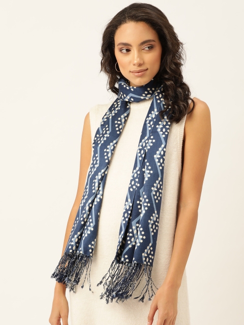 20Dresses Women Navy Blue & Off-White Printed Stole