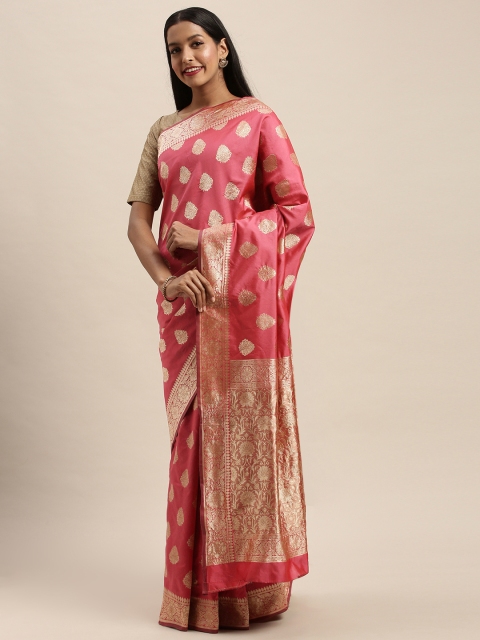 PACHE Pink Art Silk Woven Design Banarasi Saree