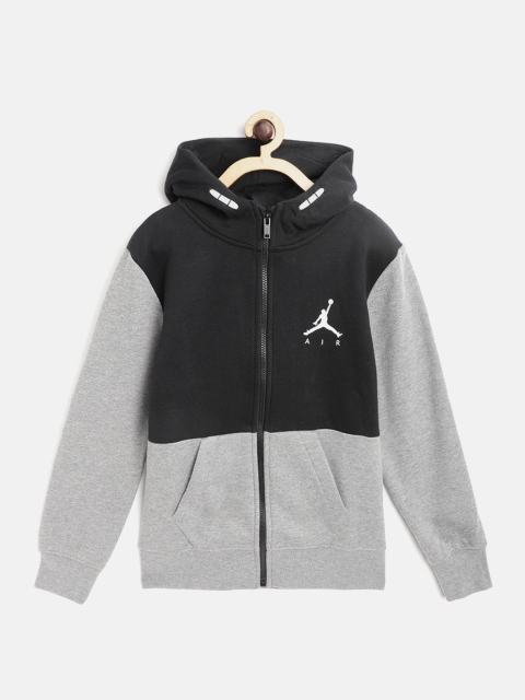 Jordan Boys Black & Grey Melange Colourblocked & Jumpman Air Print Hooded Sweatshirt
Jordan Boys Black & Grey Melange Colourblocked & Jumpman Air Print Hooded Sweatshirt