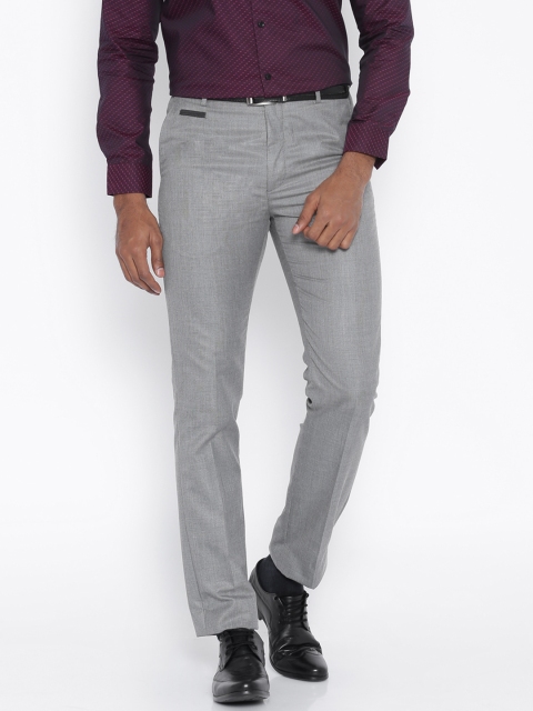 Arrow New York Grey Tapered Fit Formal Trousers